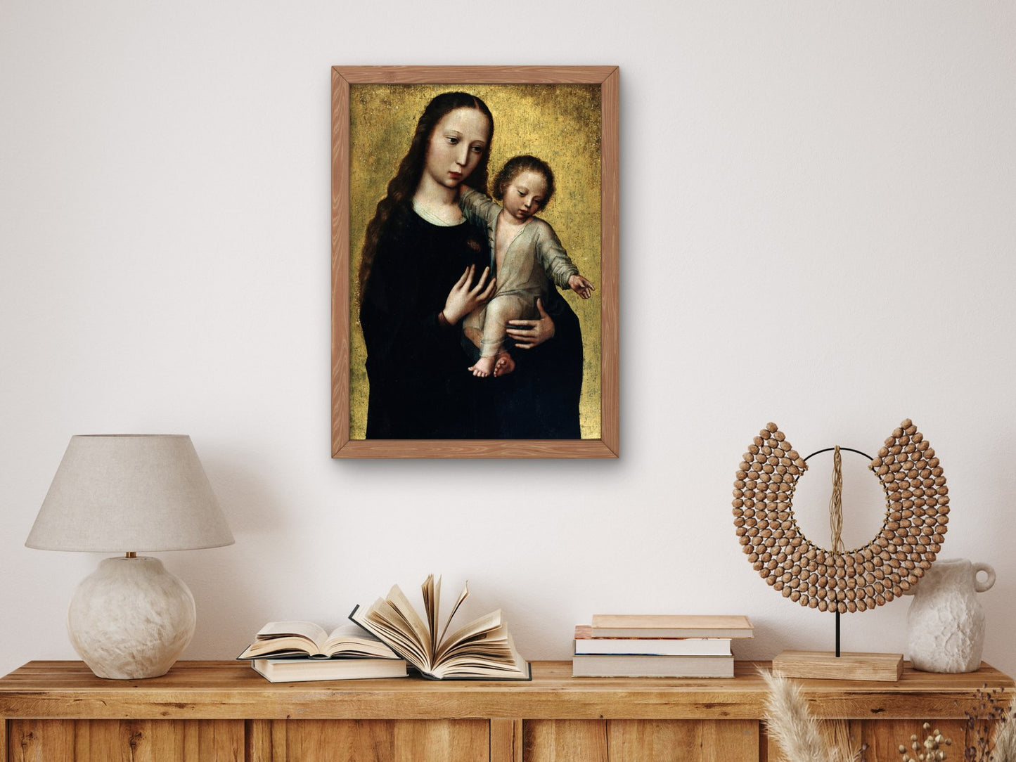 The Virgin Mary with the Child Jesus in a Shirt by Adriaen Isenbrant 1520, Wall Art Print, Fine Art Reproduction, Museum Quality Decor