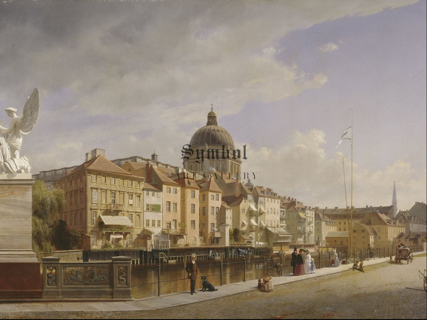 Rear view of the Houses at Schlossfreiheit by Eduard Gaertner 1855, Wall Art Print, Fine Art Reproduction, Museum Quality Decor, Poster