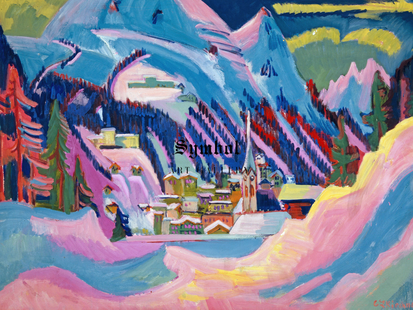 Davos in Winter by Ernst Ludwig Kirchner 1923, Wall Art Print, Fine Art Reproduction, Museum Quality Decor, Poster