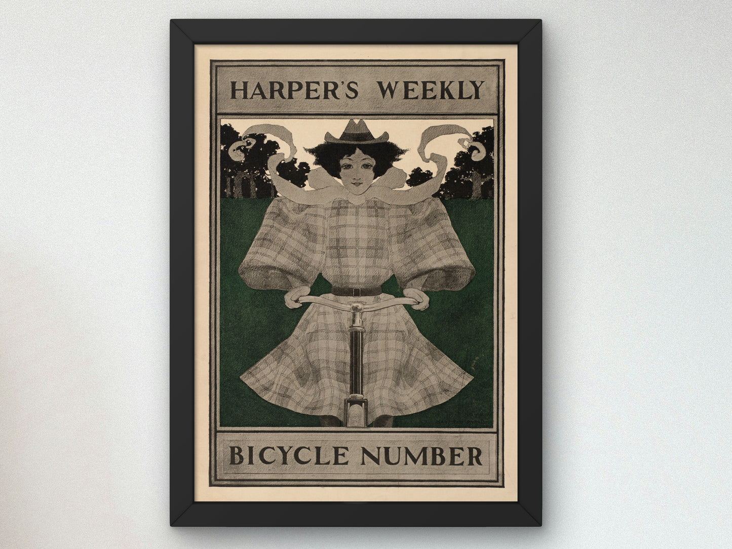 Bicycle Number by Maxfield Parrish 1890, Wall Art Print, Fine Art Reproduction, Museum Quality Decor, Poster