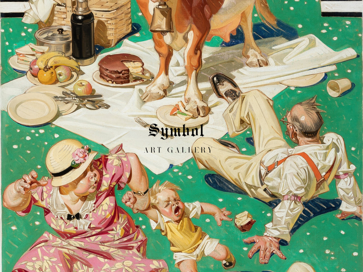 Interrupted Picnic by Joseph Christian Leyendecker 1933, Wall Art Print, Fine Art Reproduction, Museum Quality Decor, Poster