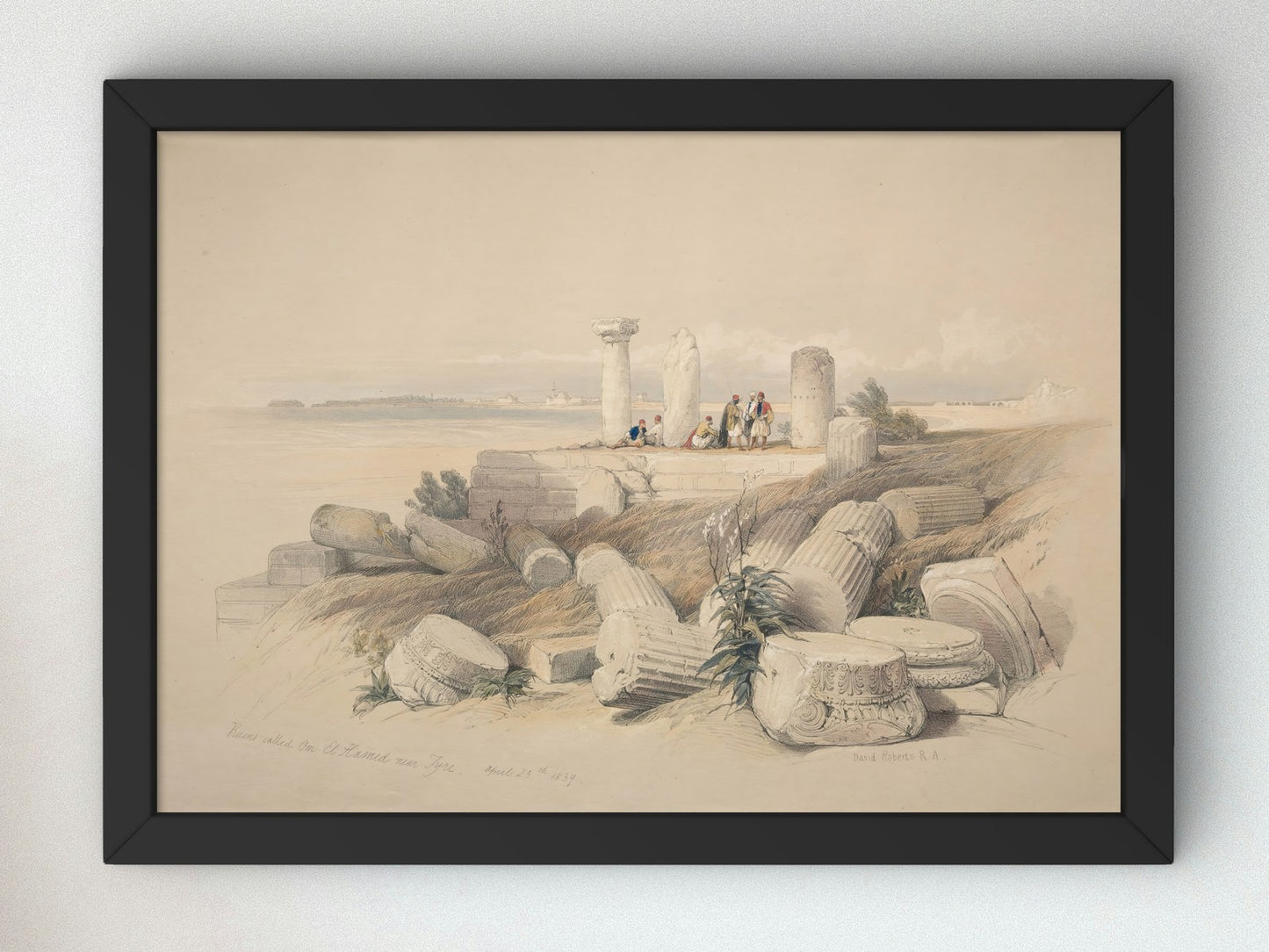 Ruins Called Om El Hamed near Tyre by David Roberts 1839, Wall Art Print, Fine Art Reproduction, Museum Quality Decor, Poster