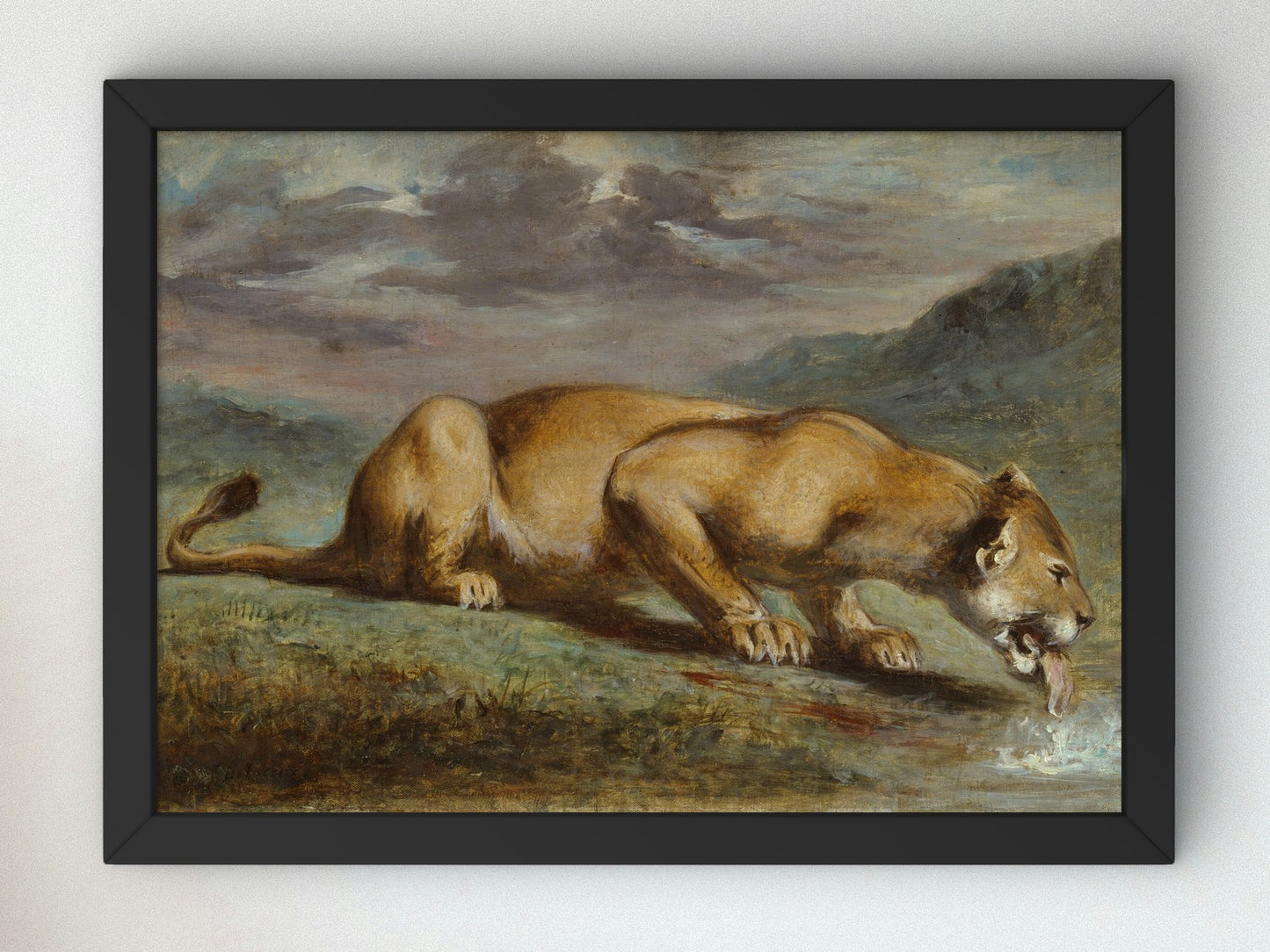 Wounded Lioness by Pierre Andrieu 1840, Wall Art Print, Fine Art Reproduction, Museum Quality Decor, Poster