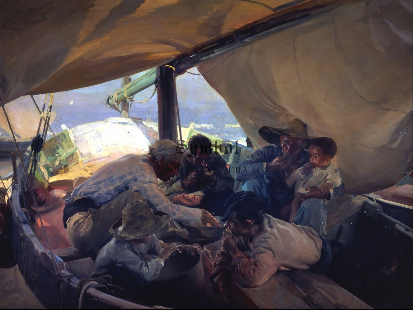Comida en la Barca by Joaquín Sorolla 1898, Wall Art Print, Fine Art Reproduction, Museum Quality Decor, Poster