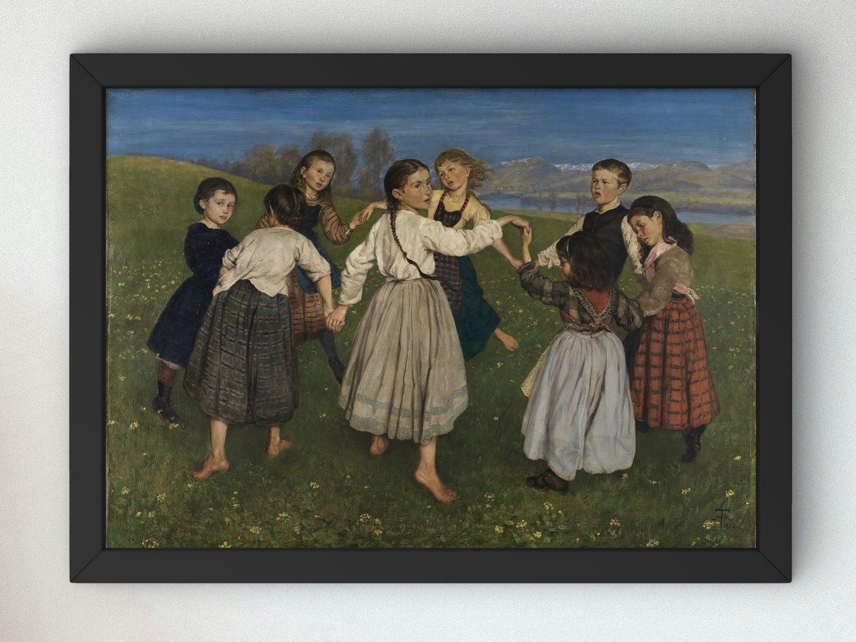 Children Dancing in a Ring by Hans Thoma 1872, Wall Art Print, Fine Art Reproduction, Museum Quality Decor, Poster