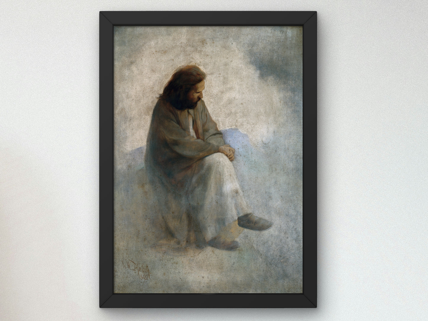 Self Portrait as Christ by Karl Wilhelm Diefenbach 1892, Wall Art Print, Fine Art Reproduction, Museum Quality Decor, Poster