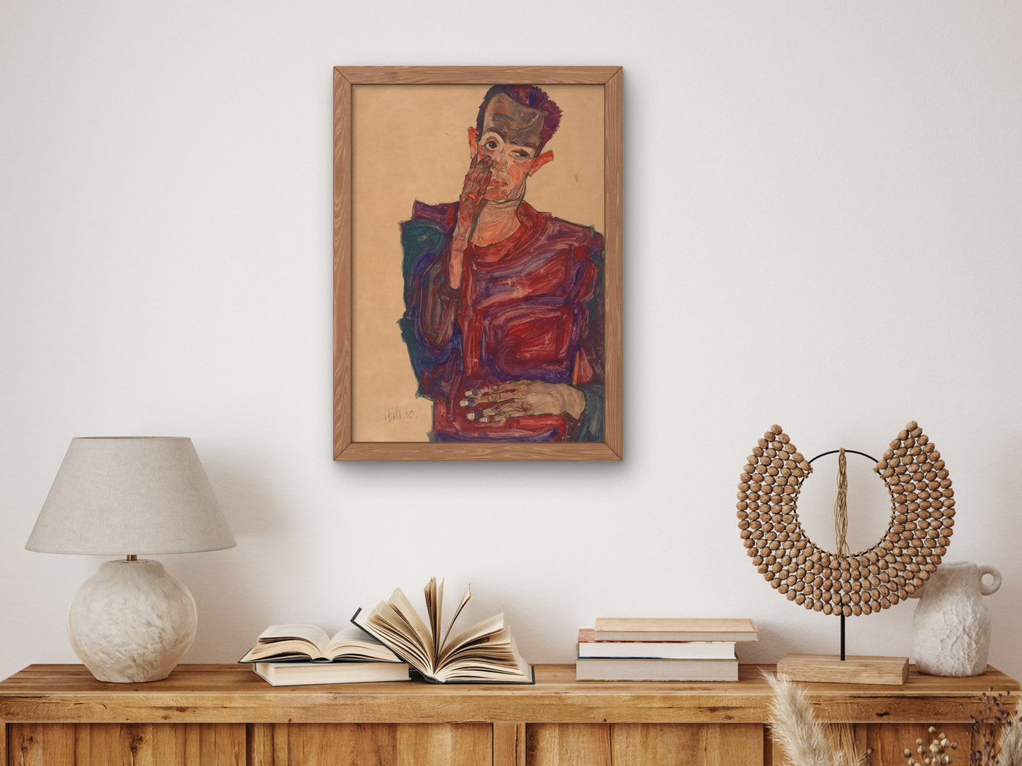 Self Portrait with Eyelid Pulled Down by Egon Schiele 1910, Wall Art Print, Fine Art Reproduction, Museum Quality Decor, Poster