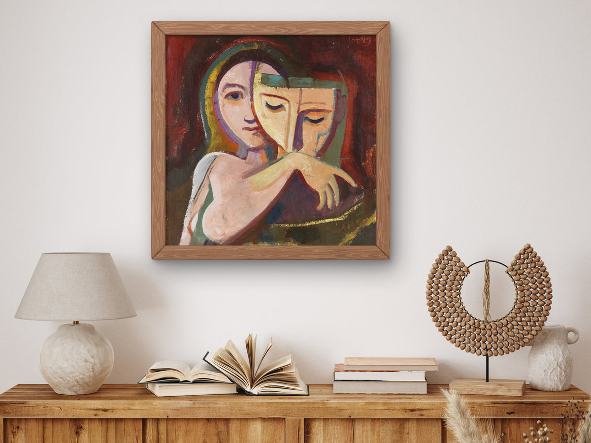 Girl with Mask by Karl Hofer 1949, Wall Art Print, Fine Art Reproduction, Museum Quality Decor, Poster