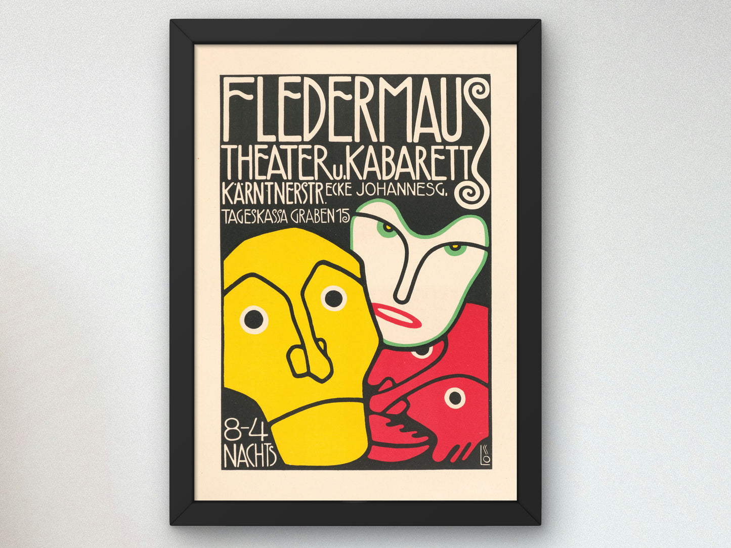 Fledermaus Theater and Cabaret Poster by Bertold Löffler 1908, Wall Art Print, Fine Art Reproduction, Museum Quality Decor, Poster