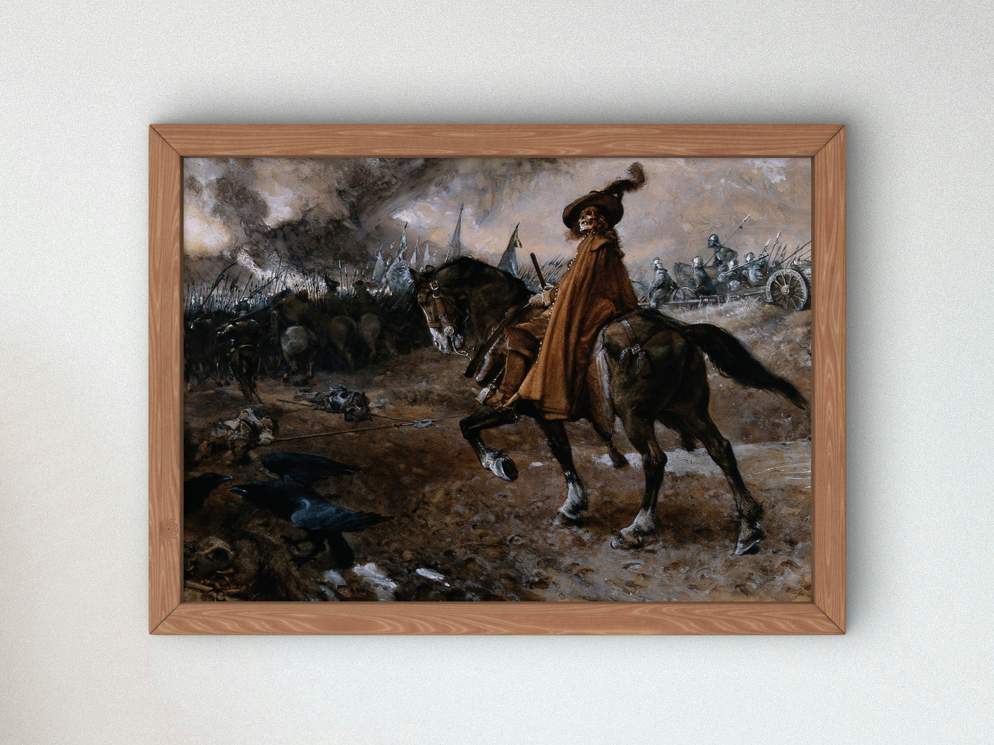 Death as a General Rides a Horse on a Battlefield by Edgar Bundy 1911, Wall Art Print, Fine Art Reproduction, Museum Quality Decor, Poster