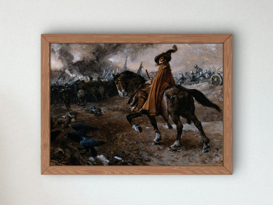 Death as a General Rides a Horse on a Battlefield by Edgar Bundy 1911, Wall Art Print, Fine Art Reproduction, Museum Quality Decor, Poster