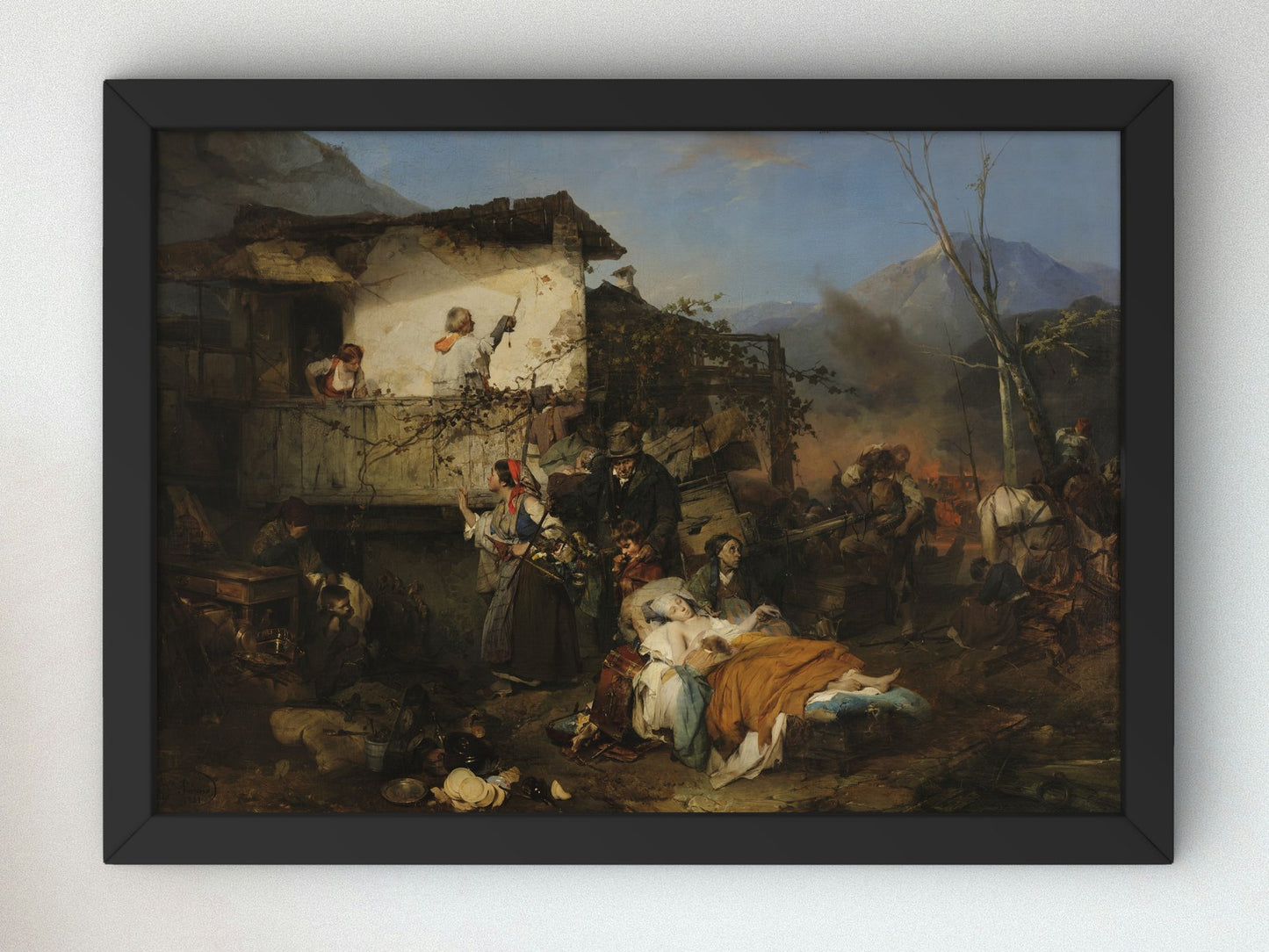 Refugees from a Burned Village by Domenico Induno 1851, Wall Art Print, Fine Art Reproduction, Museum Quality Decor, Poster