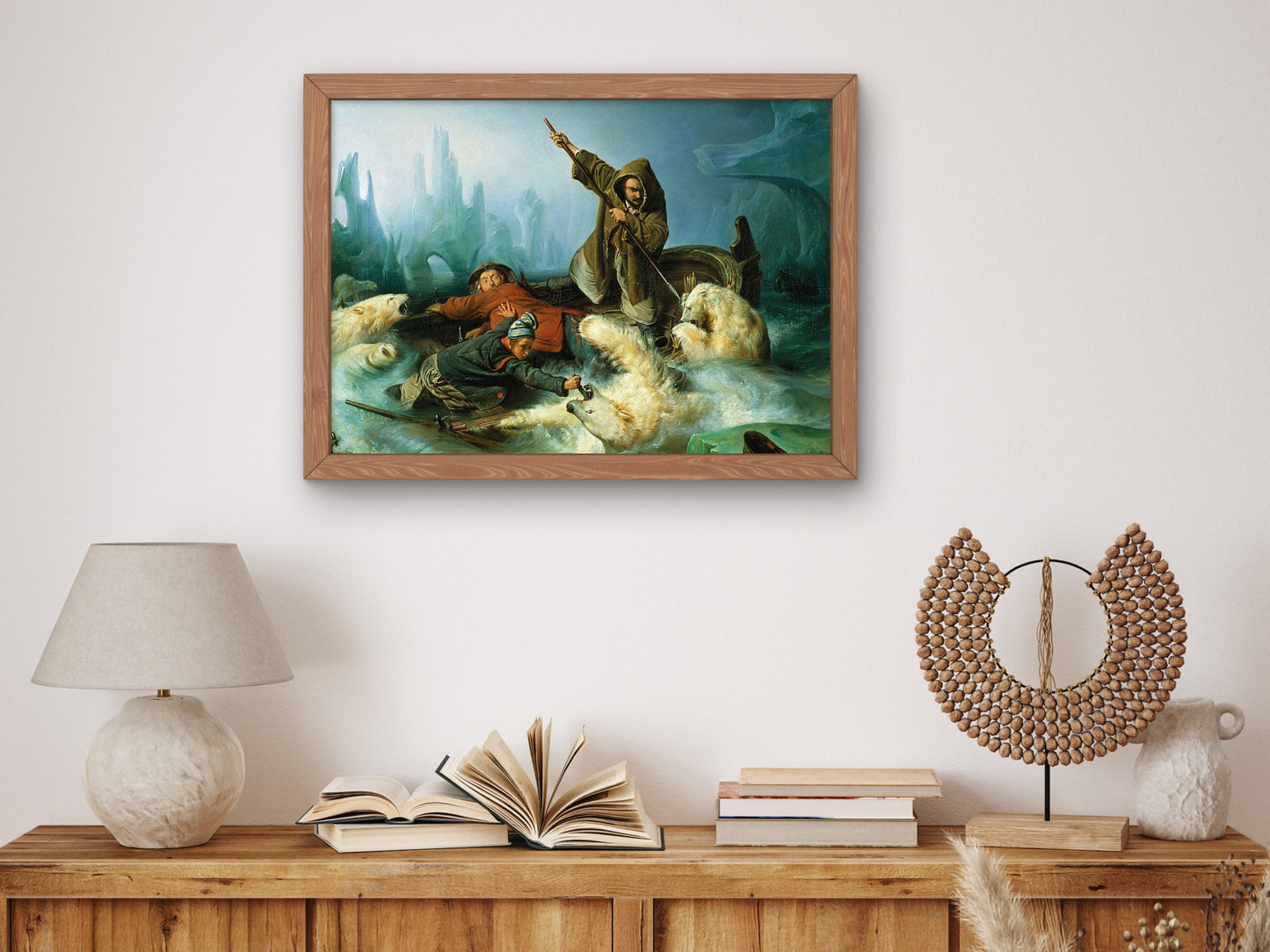 Fighting Polar Bears by Francois Auguste Biard, Wall Art Print, Fine Art Reproduction, Museum Quality Decor, Poster