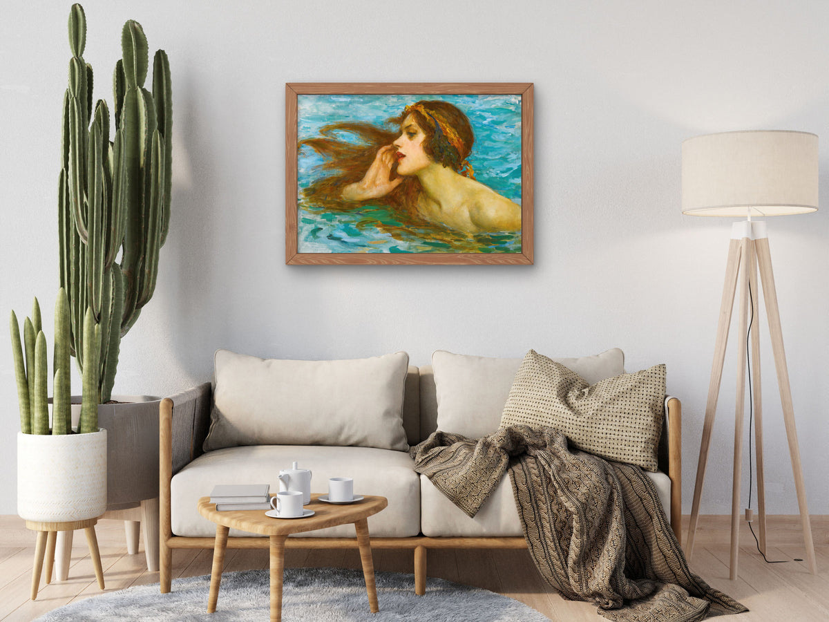 A Little Sea Maiden by William Henry Margetson, Wall Art Print, Fine Art Reproduction, Museum Quality Decor, Poster