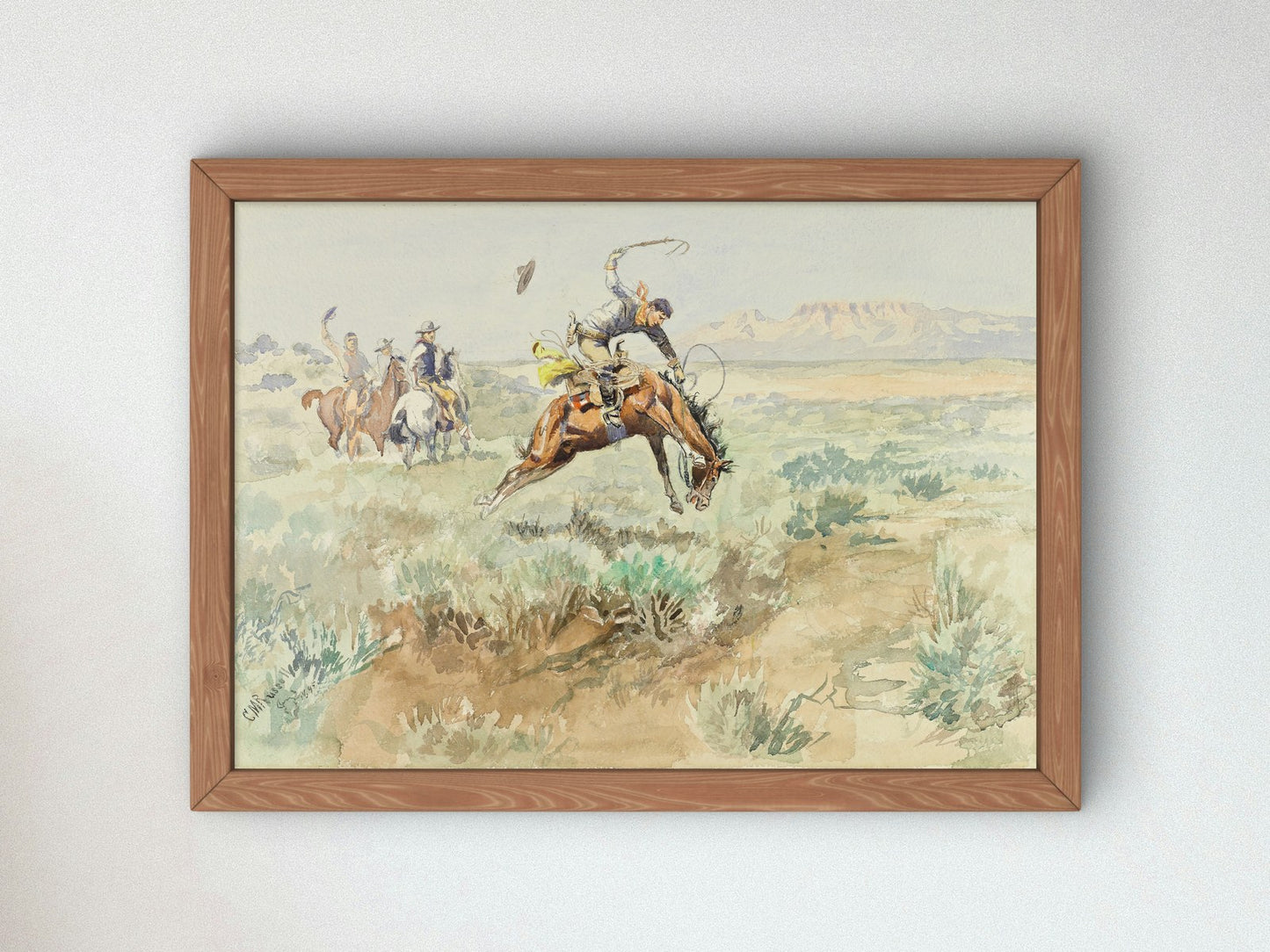 Bronco Busting by Charles Marion Russell 1895, Wall Art Print, Fine Art Reproduction, Museum Quality Decor, Poster