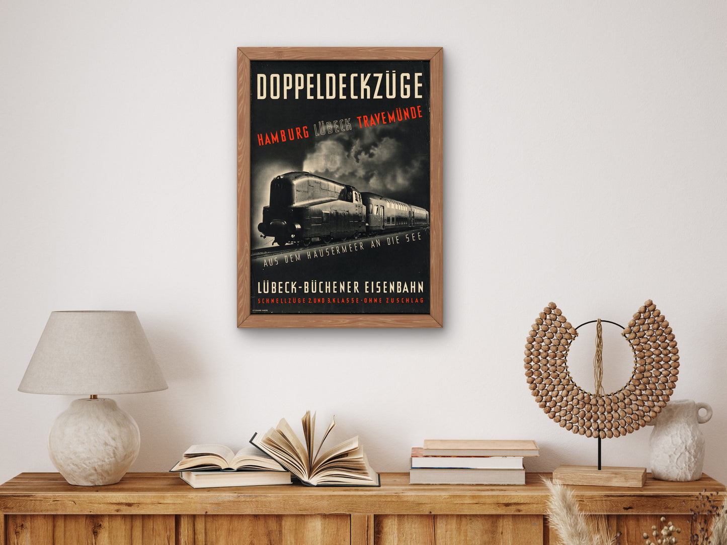 Double Decker Trains Hamburg Lübeck Travemünde by Peter Smith Templeton, Wall Art Print, Fine Art Reproduction, Museum Quality Decor, Poster