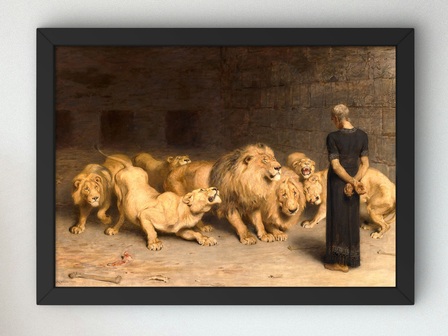 Daniel in the Lions' Den by Briton Rivière 1872, Wall Art Print, Fine Art Reproduction, Museum Quality Decor, Poster