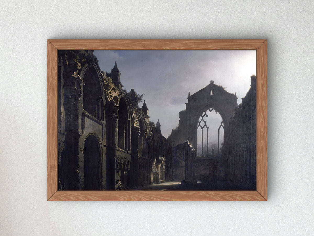 The Ruins of Holyrood Chapel by Louis Daguerre, Wall Art Print, Fine Art Reproduction, Museum Quality Decor, Poster