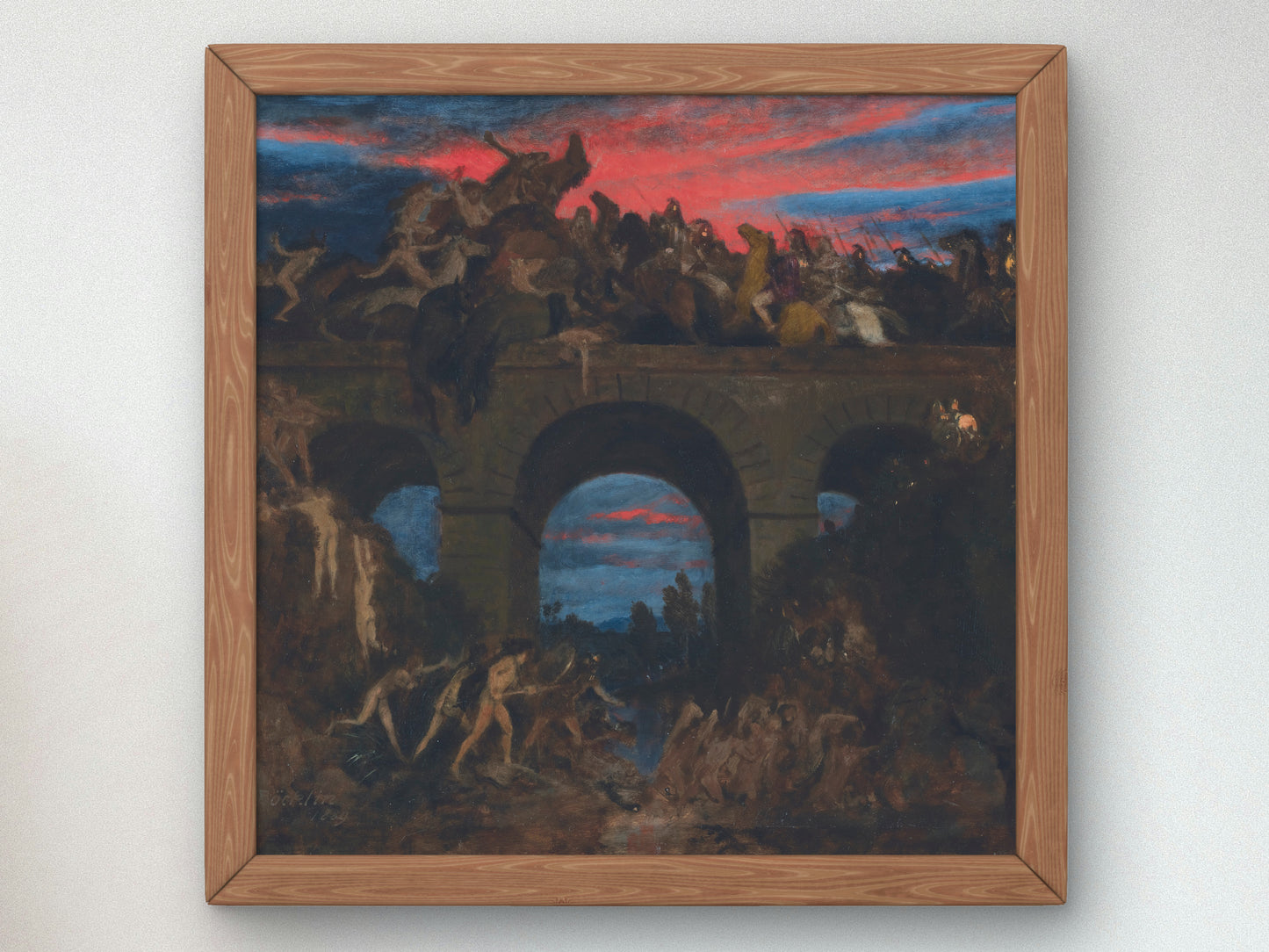 Battle on the Bridge by Arnold Böcklin 1889, Wall Art Print, Fine Art Reproduction, Museum Quality Decor, Poster