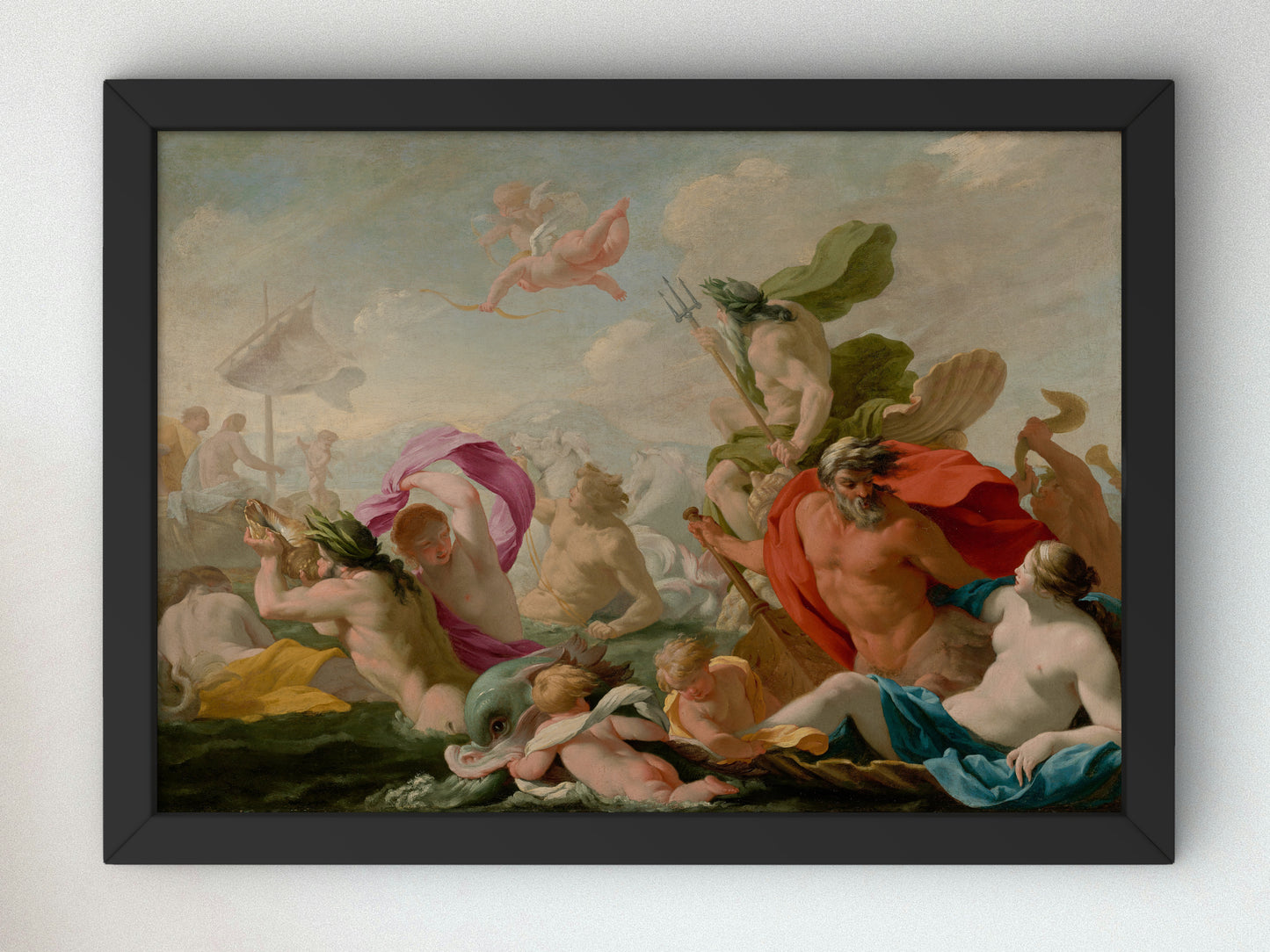 Marine Gods Paying Homage to Love by Eustache Le Sueur, Wall Art Print, Fine Art Reproduction, Museum Quality Decor, Poster