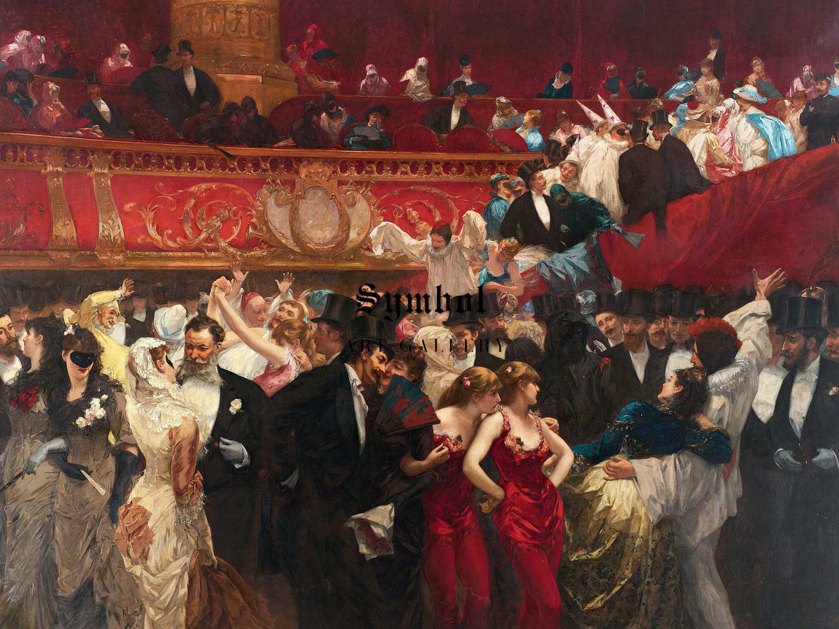Masquerade Ball by Charles Hermans 1880, Wall Art Print, Fine Art Reproduction, Museum Quality Decor, Poster
