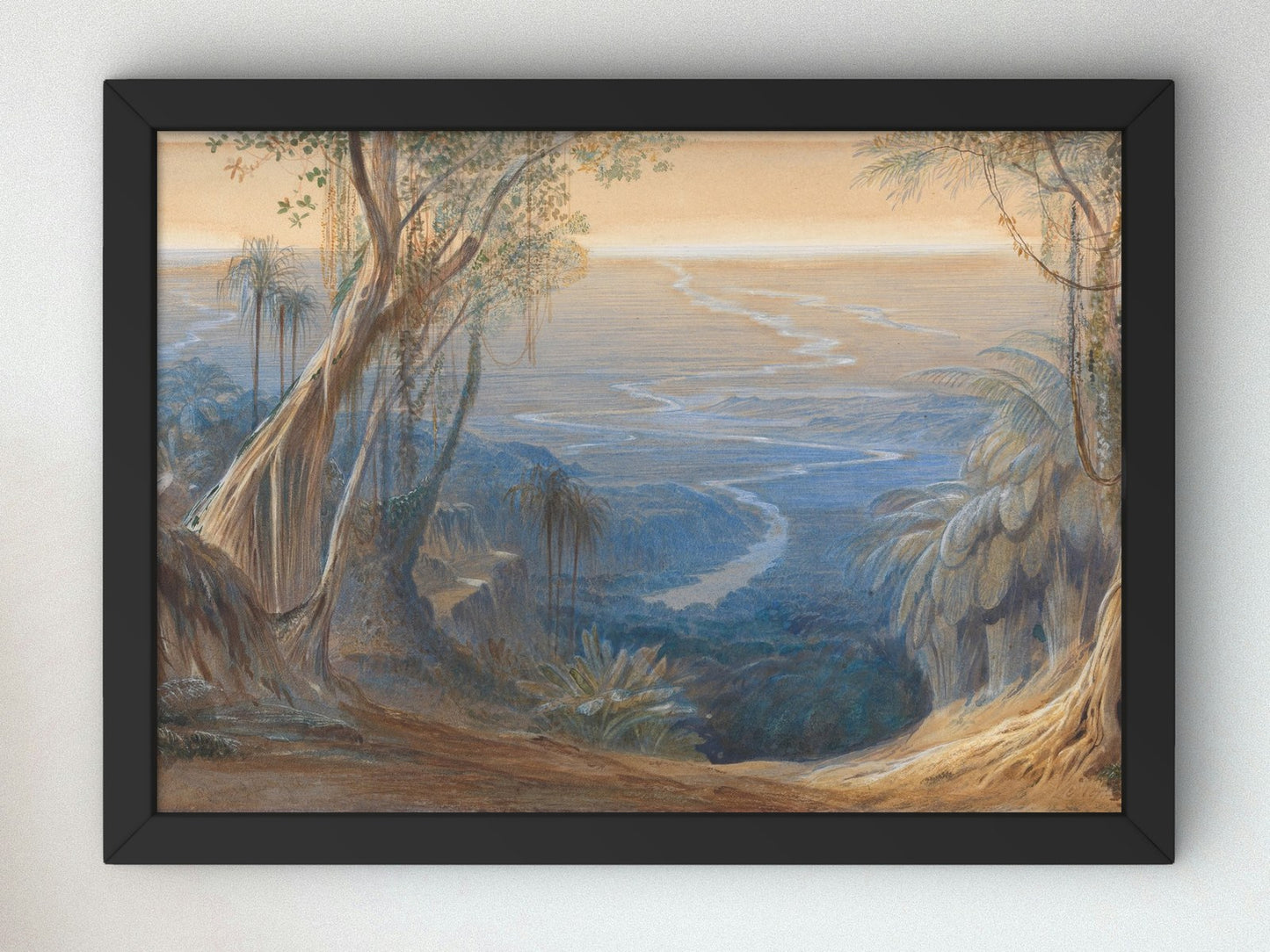Plains of Bengal from above Siligoree by Edward Lear 1874, Wall Art Print, Fine Art Reproduction, Museum Quality Decor, Poster