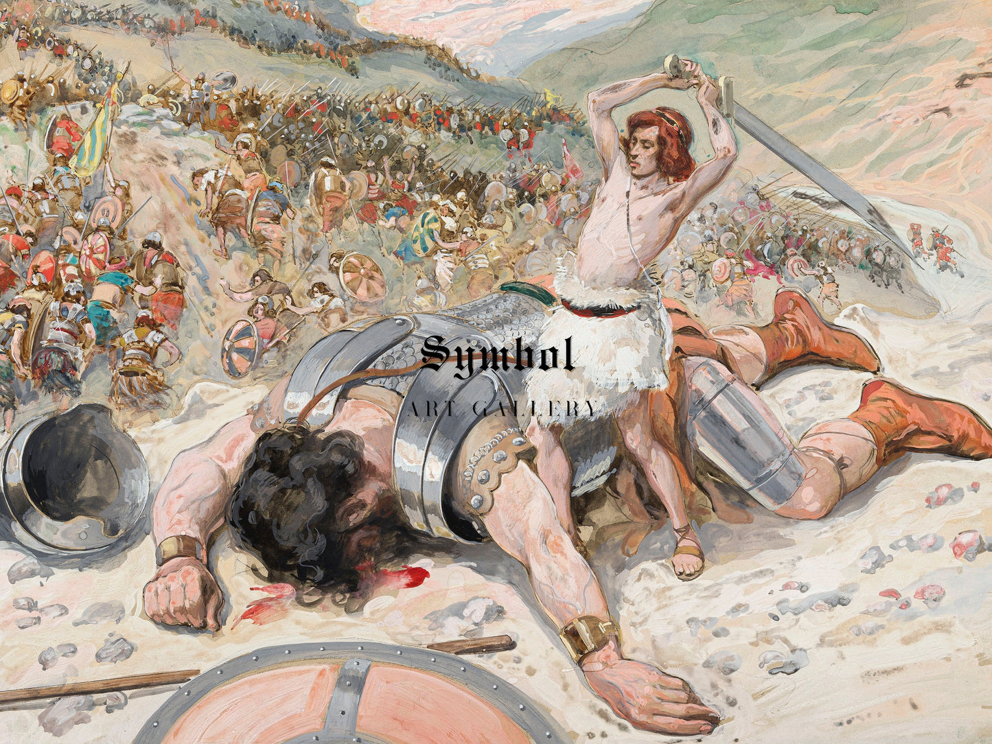 David Cuts Off the Head of Goliath by James Tissot 1896, Wall Art Print, Fine Art Reproduction, Museum Quality Decor, Poster
