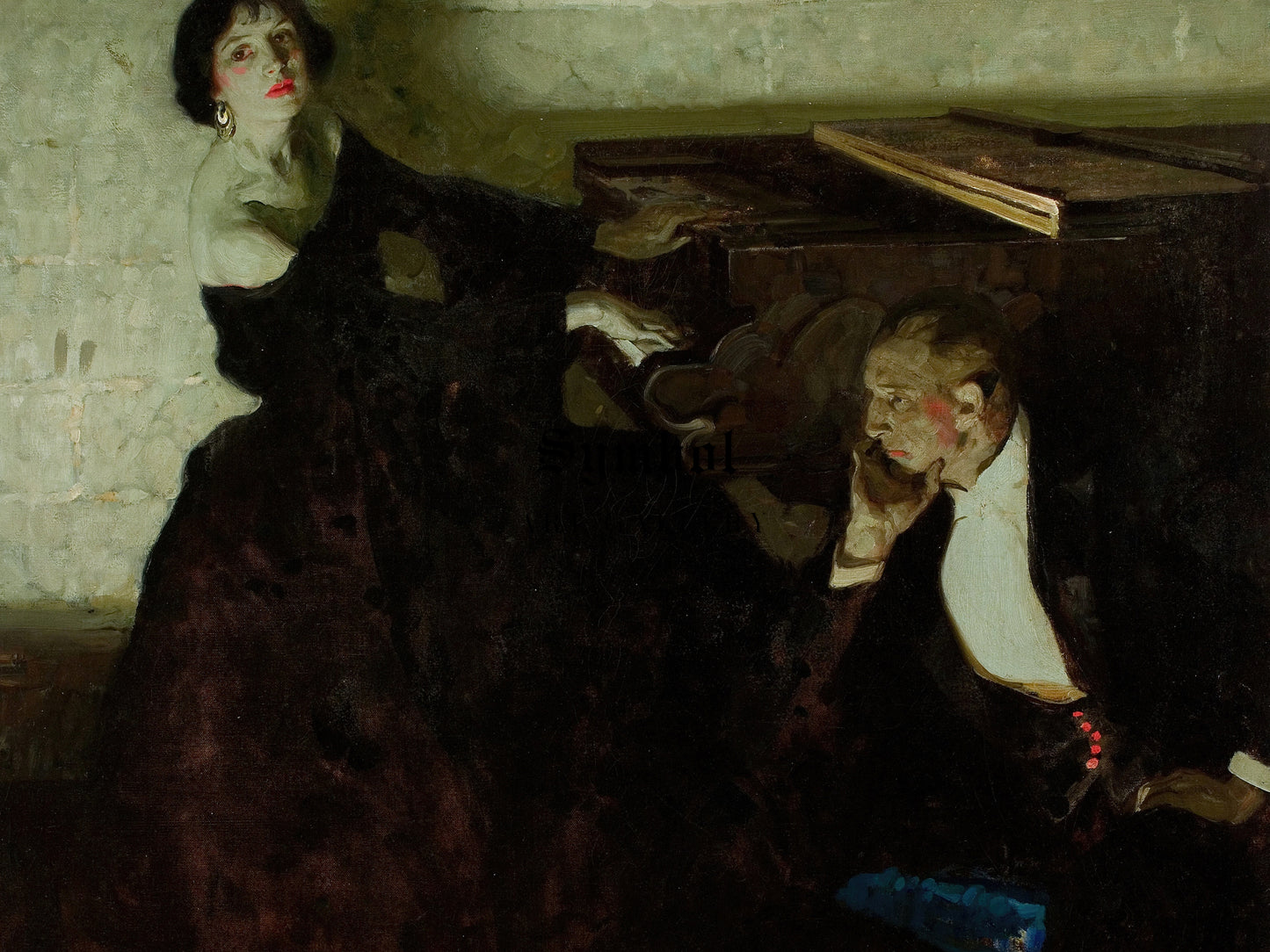 Romantic Couple Seated by Piano by Dean Cornwell 1922, Wall Art Print, Fine Art Reproduction, Museum Quality Decor, Poster
