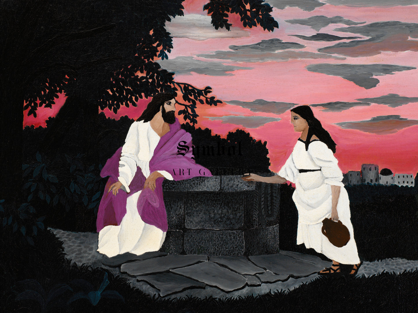 Christ and the Woman of Samaria by Horace Pippin 1940, Wall Art Print, Fine Art Reproduction, Museum Quality Decor, Poster