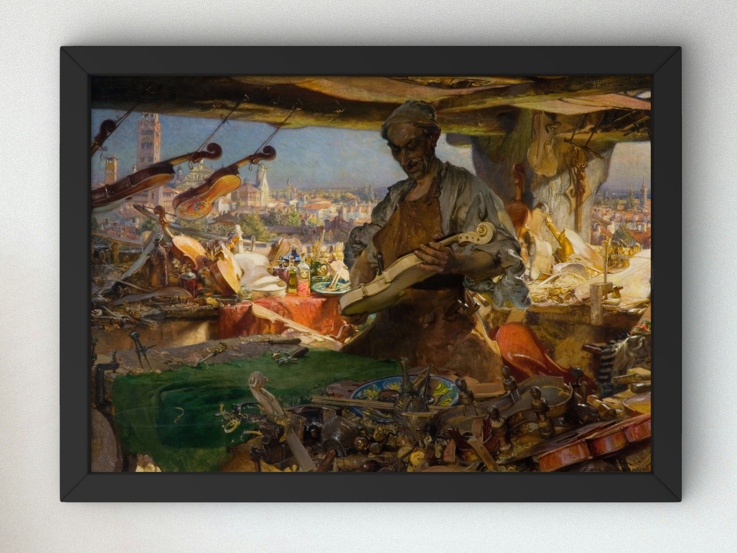 Stradivarius In His Workshop by Edgar Bundy 1913, Wall Art Print, Fine Art Reproduction, Museum Quality Decor, Poster