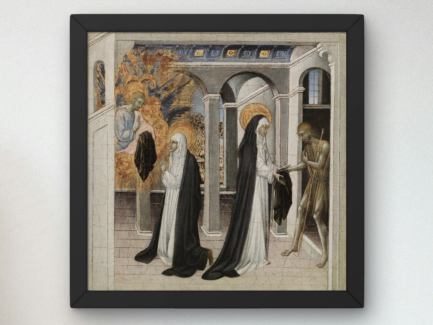 Saint Catherine of Siena and the Beggar by Giovanni di Paolo 1460, Wall Art Print, Fine Art Reproduction, Museum Quality Decor, Poster