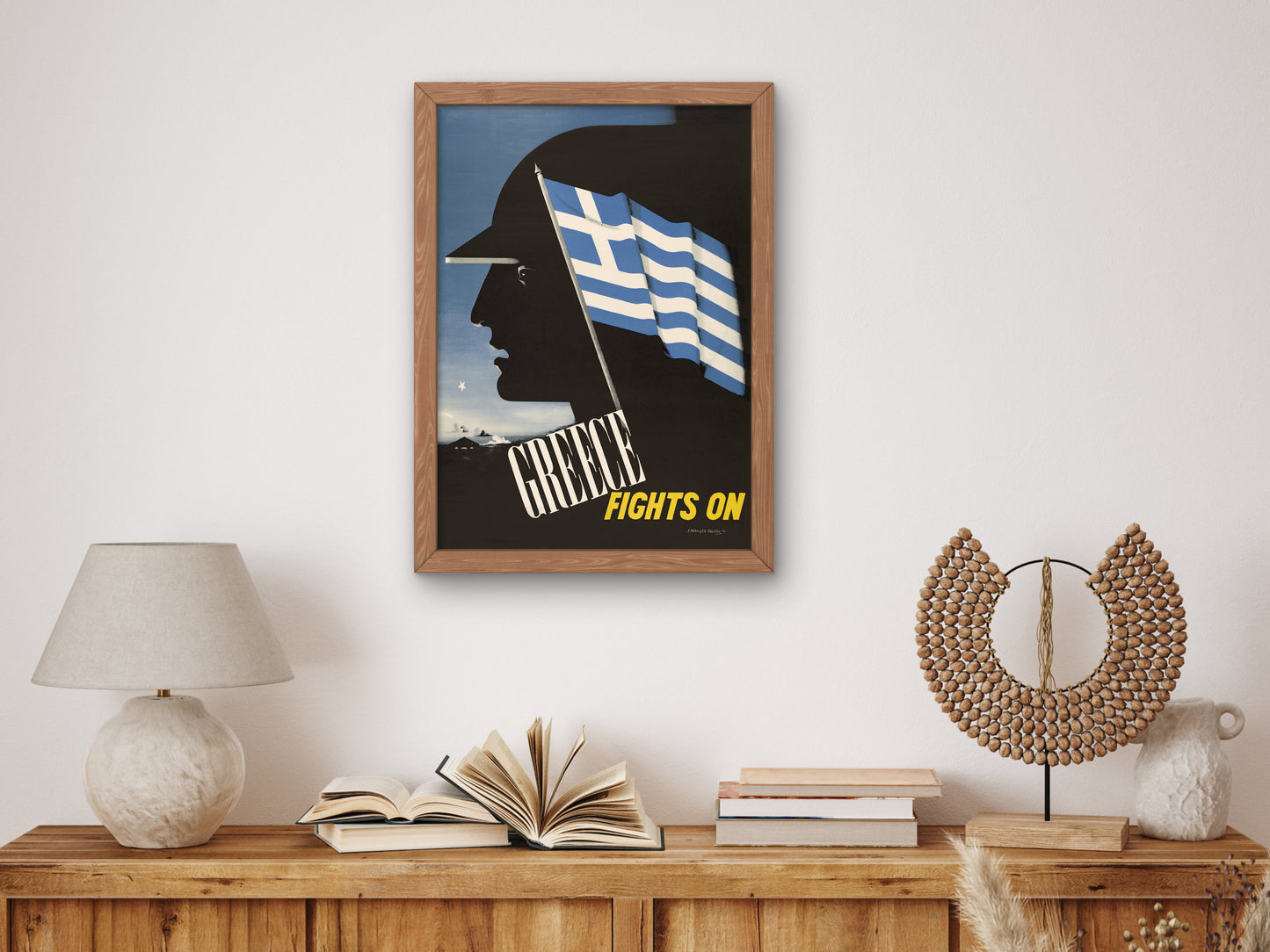 Greece Fights On by Edward McKnight Kauffer 1942, Wall Art Print, Fine Art Reproduction, Museum Quality Decor, Poster