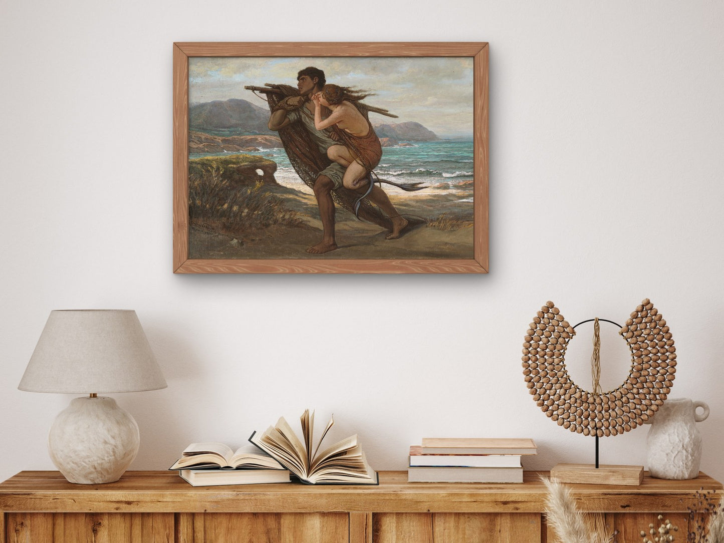 Fisherman and Mermaid by Elihu Vedder 1880, Wall Art Print, Fine Art Reproduction, Museum Quality Decor, Poster