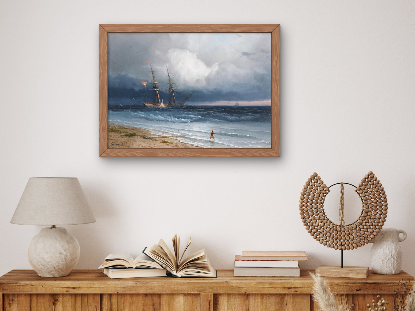 Ship By the Shore by Ivan Konstantinovich Aivazovsky 1861, Wall Art Print, Fine Art Reproduction, Museum Quality Decor, Poster
