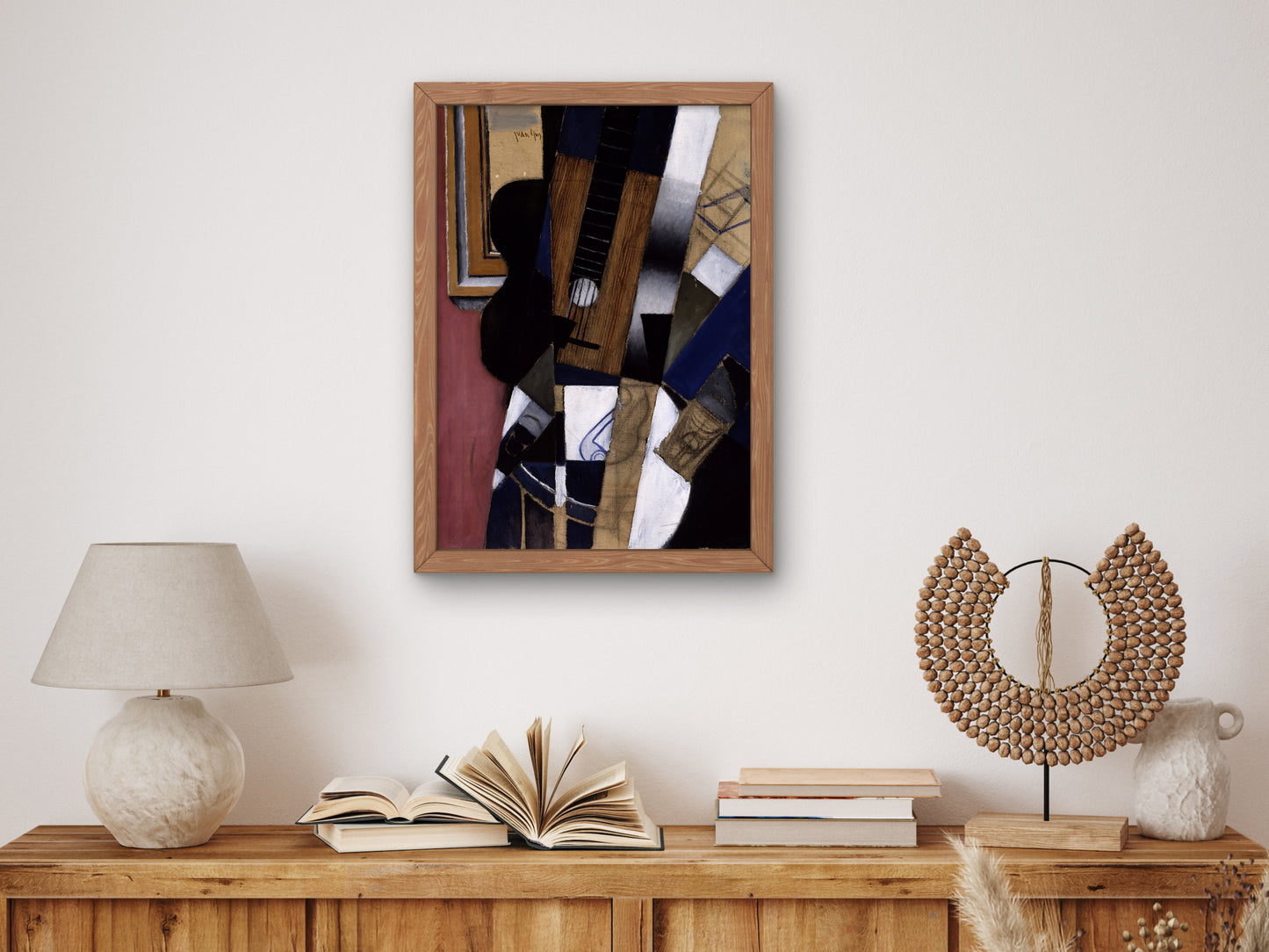Guitar and Pipe by Juan Gris 1913, Wall Art Print, Fine Art Reproduction, Museum Quality Decor, Poster