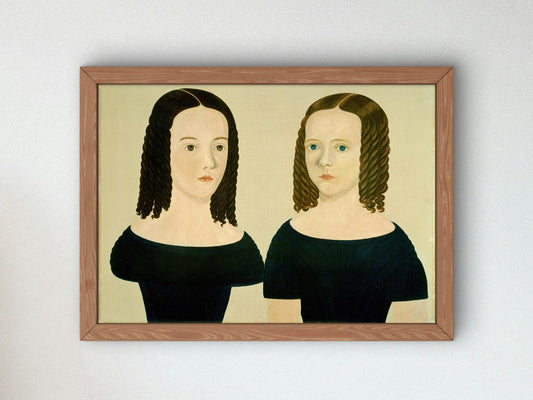 Sisters by American Artist 1840, Wall Art Print, Fine Art Reproduction, Museum Quality Decor, Poster