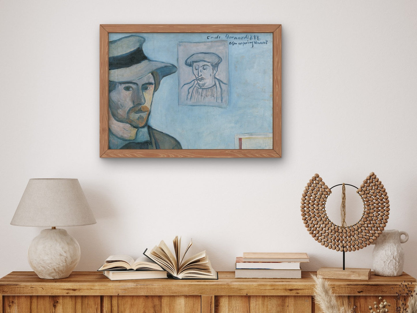 Self Portrait with Portrait of Gauguin by Émile Bernard 1888, Wall Art Print, Fine Art Reproduction, Museum Quality Decor, Poster