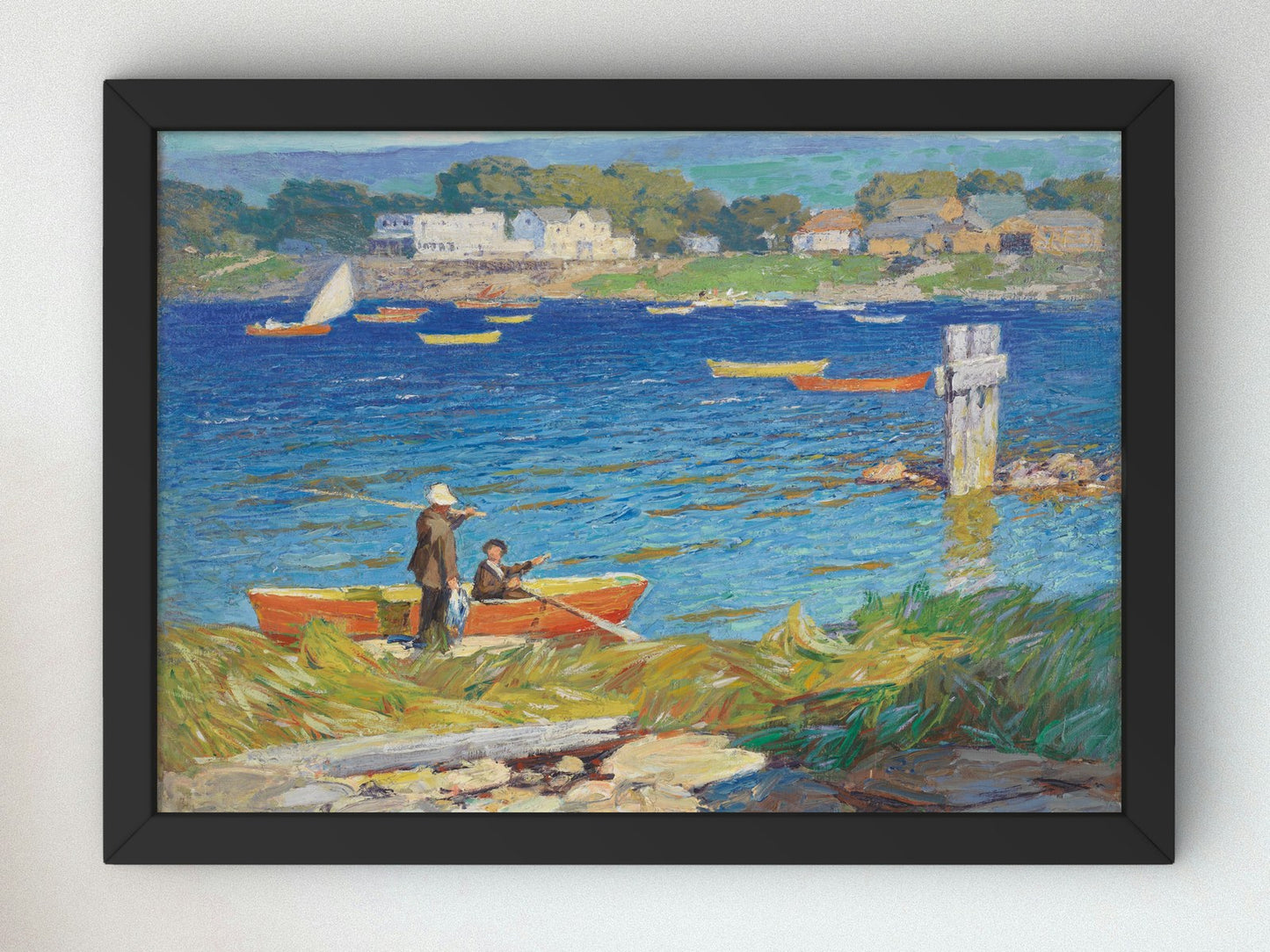 A Days Fishing by Edward Henry Potthast 1923, Wall Art Print, Fine Art Reproduction, Museum Quality Decor, Poster