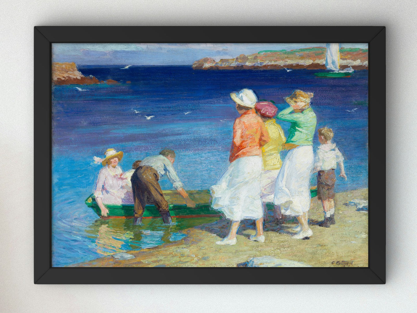 A Sailing Party Going for a Sail by Edward Henry Potthast 1924, Wall Art Print, Fine Art Reproduction, Museum Quality Decor, Poster
