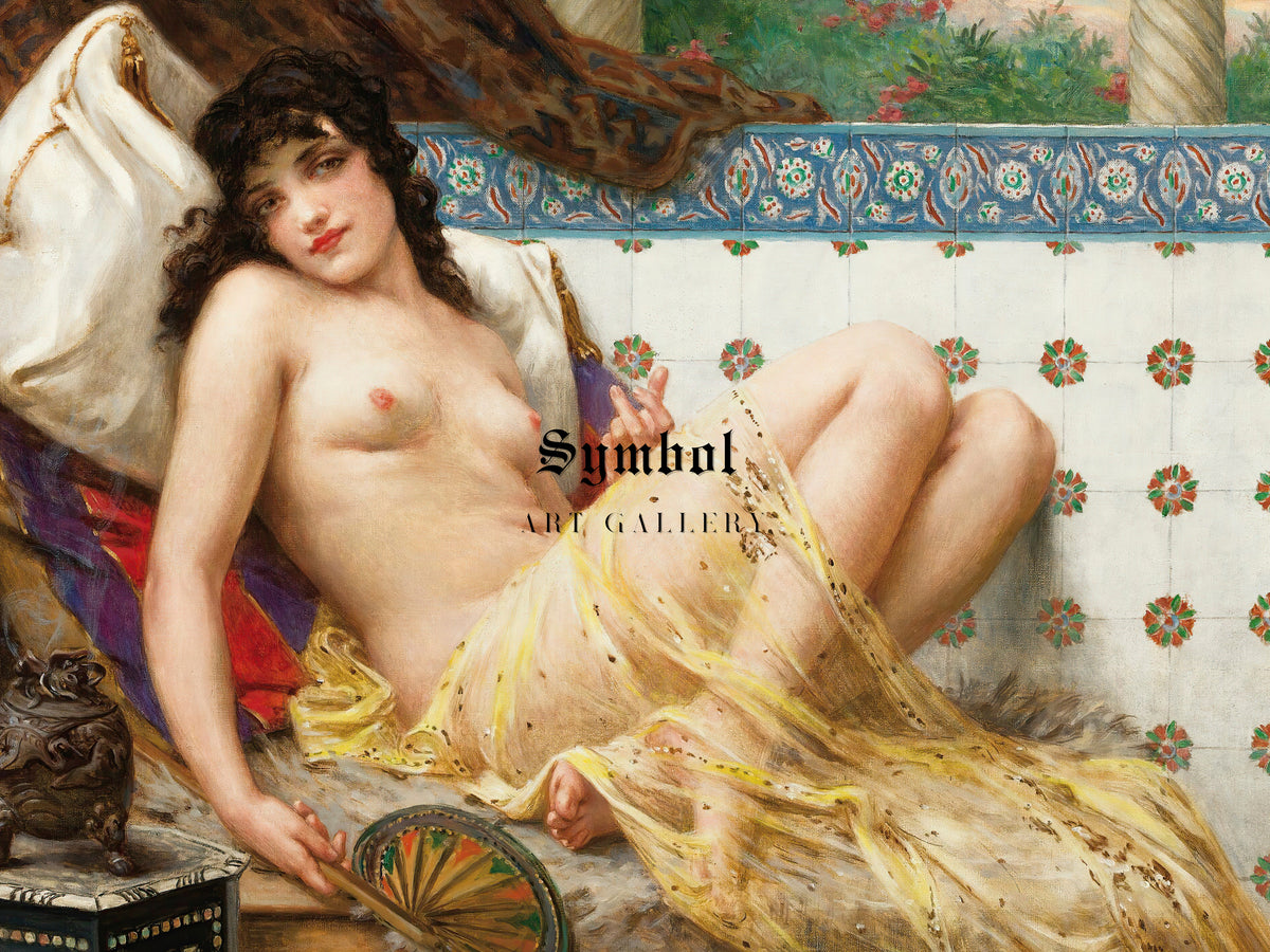 Odalisque with the Fan by Guillaume Seignac, Wall Art Print, Fine Art Reproduction, Museum Quality Decor, Poster