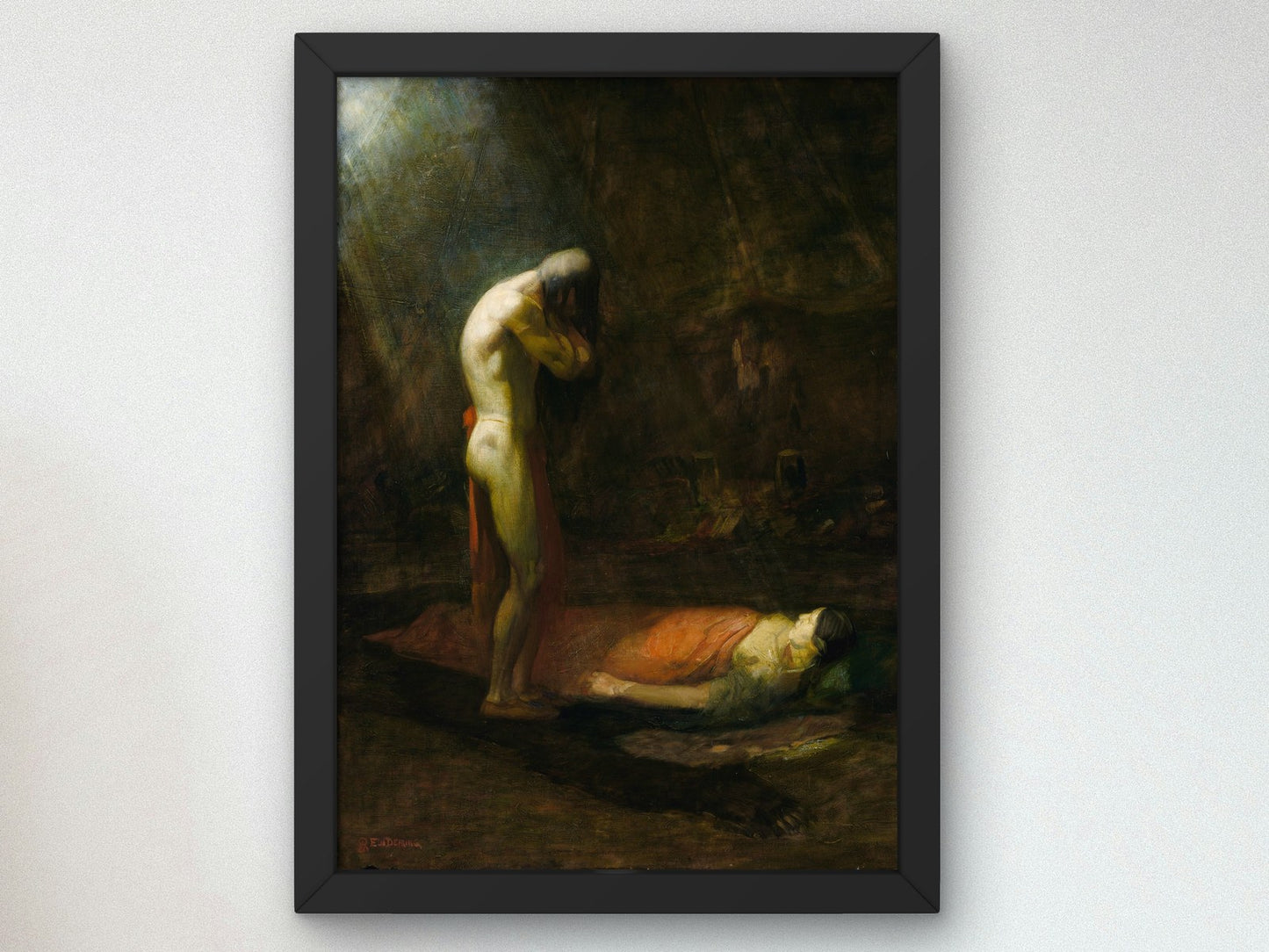 The Mourning Brave by Edwin Willard Deming 1892, Wall Art Print, Fine Art Reproduction, Museum Quality Decor, Poster