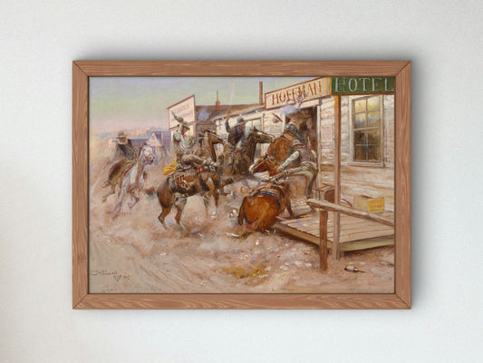 In Without Knocking by Charles Marion Russell 1909, Wall Art Print, Fine Art Reproduction, Museum Quality Decor, Poster