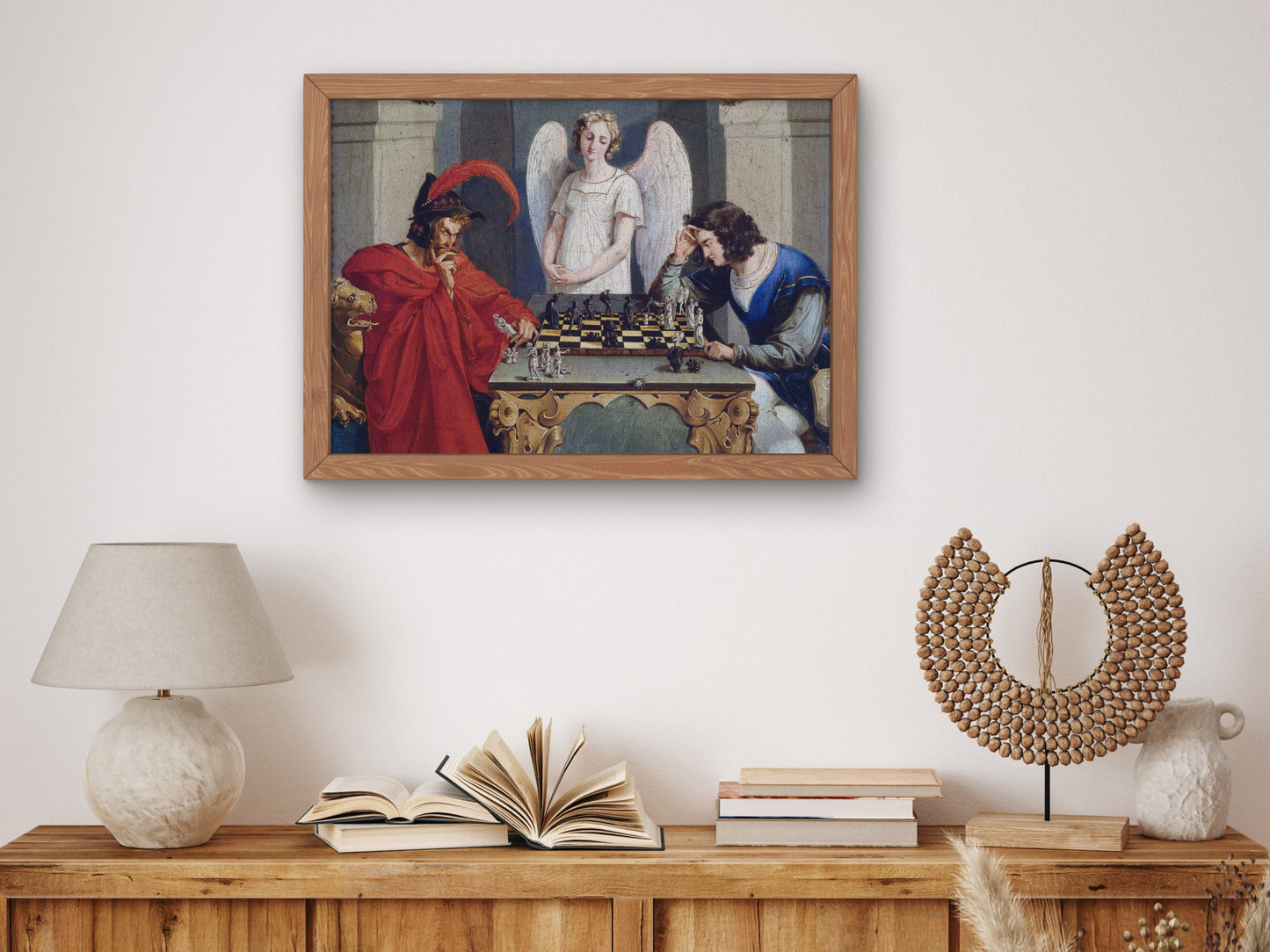 The Devil's Checkmate by Friedrich August Moritz Retzsch 1831, Wall Art Print, Fine Art Reproduction, Museum Quality Decor, Poster