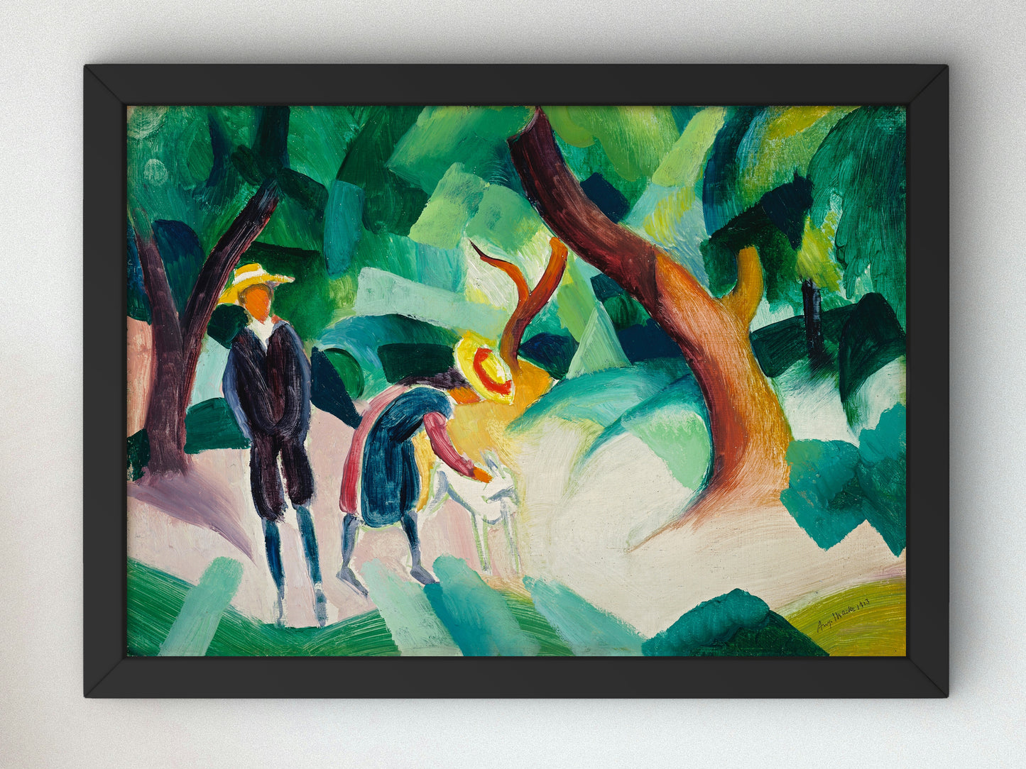 Children with a Goat by August Macke 1913, Wall Art Print, Fine Art Reproduction, Museum Quality Decor, Poster