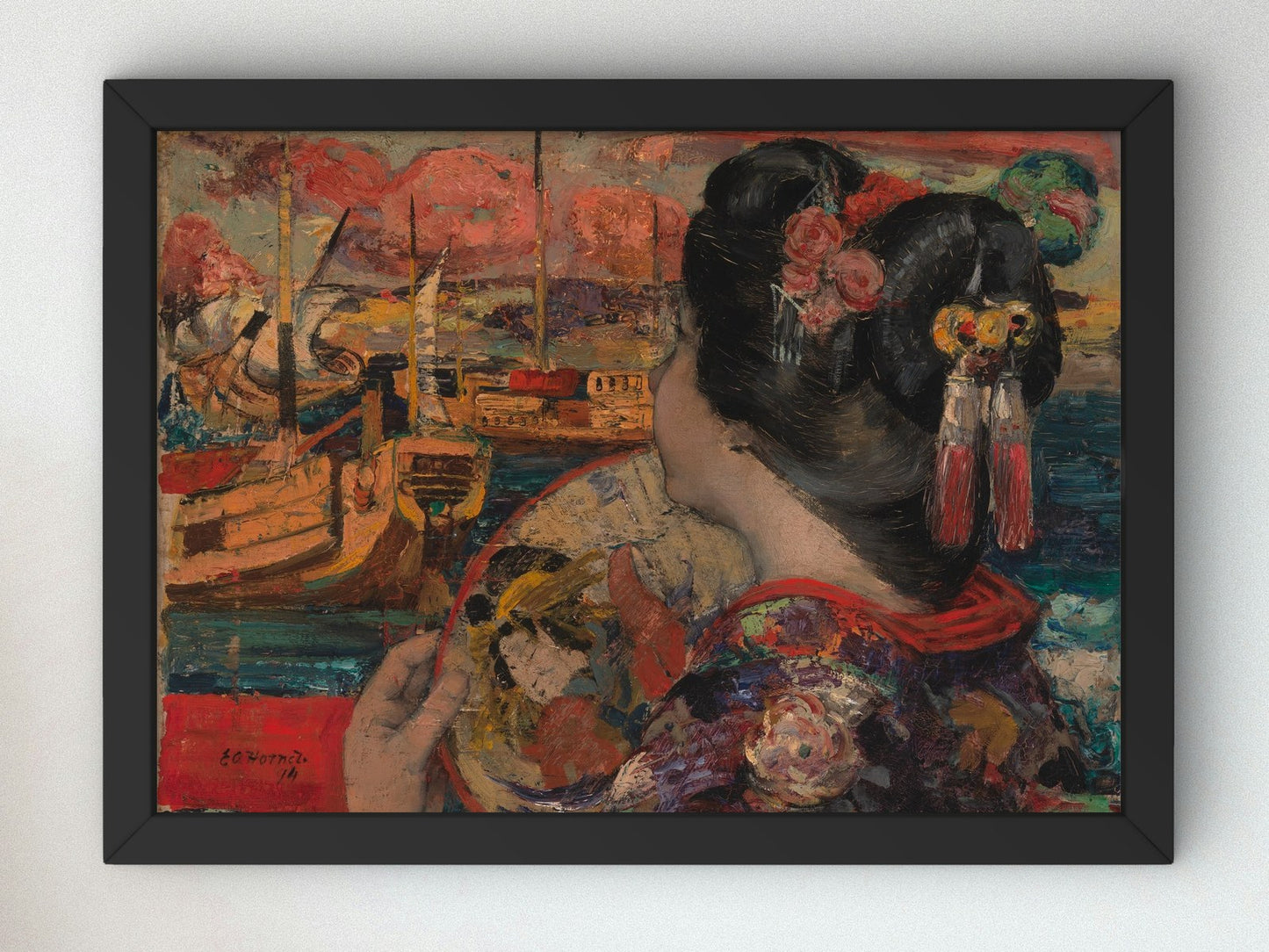 The Balcony Yokohama by Edward Atkinson Hornel 1894, Wall Art Print, Fine Art Reproduction, Museum Quality Decor, Poster