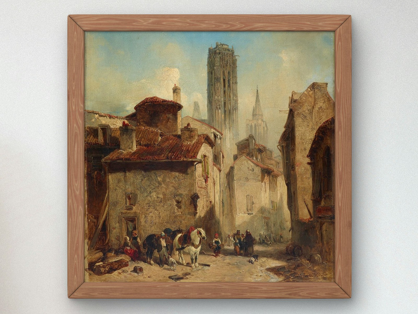 In a Flemish City by Eduard Hildebrandt 1843, Wall Art Print, Fine Art Reproduction, Museum Quality Decor, Poster