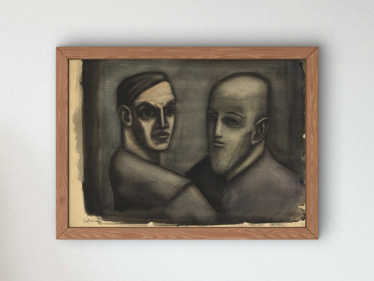 The Young Man and the Old Man by Karl Wiener 1930, Wall Art Print, Fine Art Reproduction, Museum Quality Decor, Poster