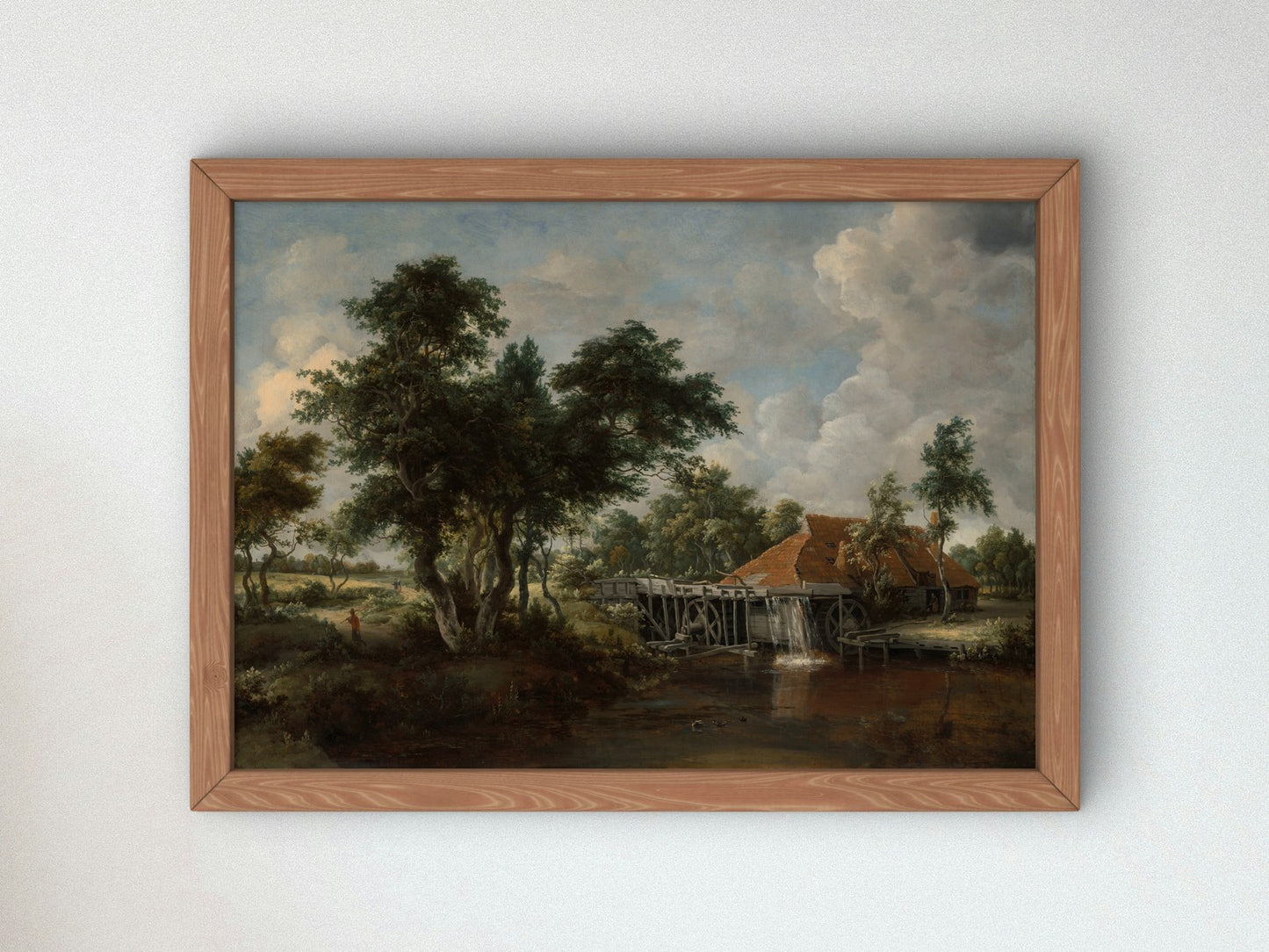 The Watermill with the Great Red Roof by Meindert Hobbema 1665, Wall Art Print, Fine Art Reproduction, Museum Quality Decor, Poster