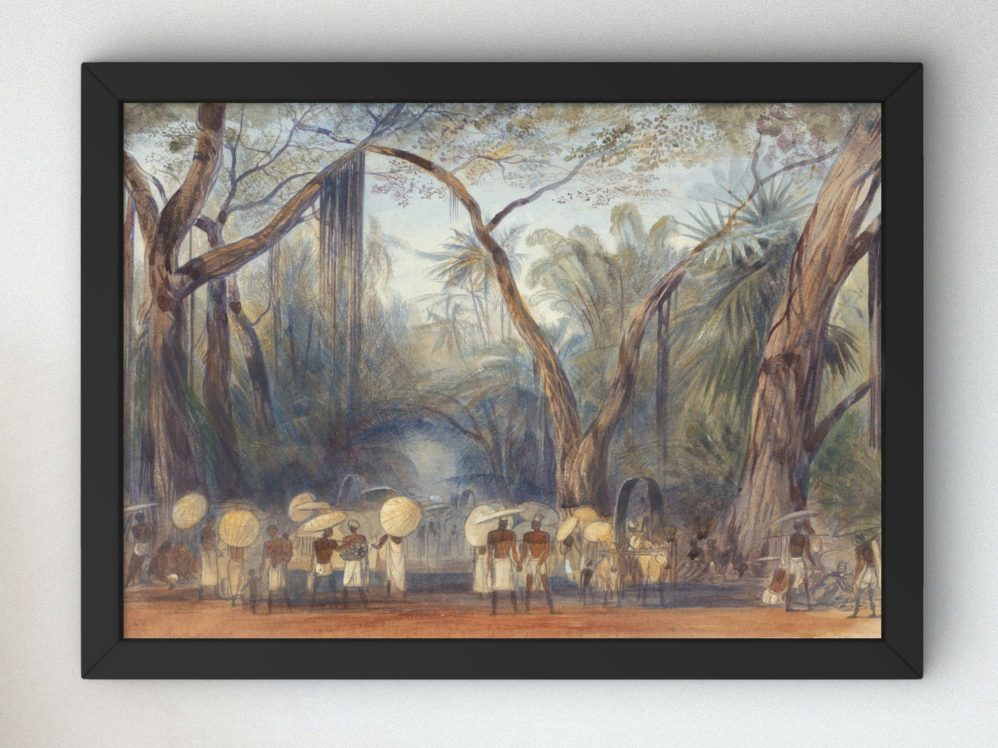 People on the Road Near Calicut Malabar by Edward Lear 1874, Wall Art Print, Fine Art Reproduction, Museum Quality Decor, Poster