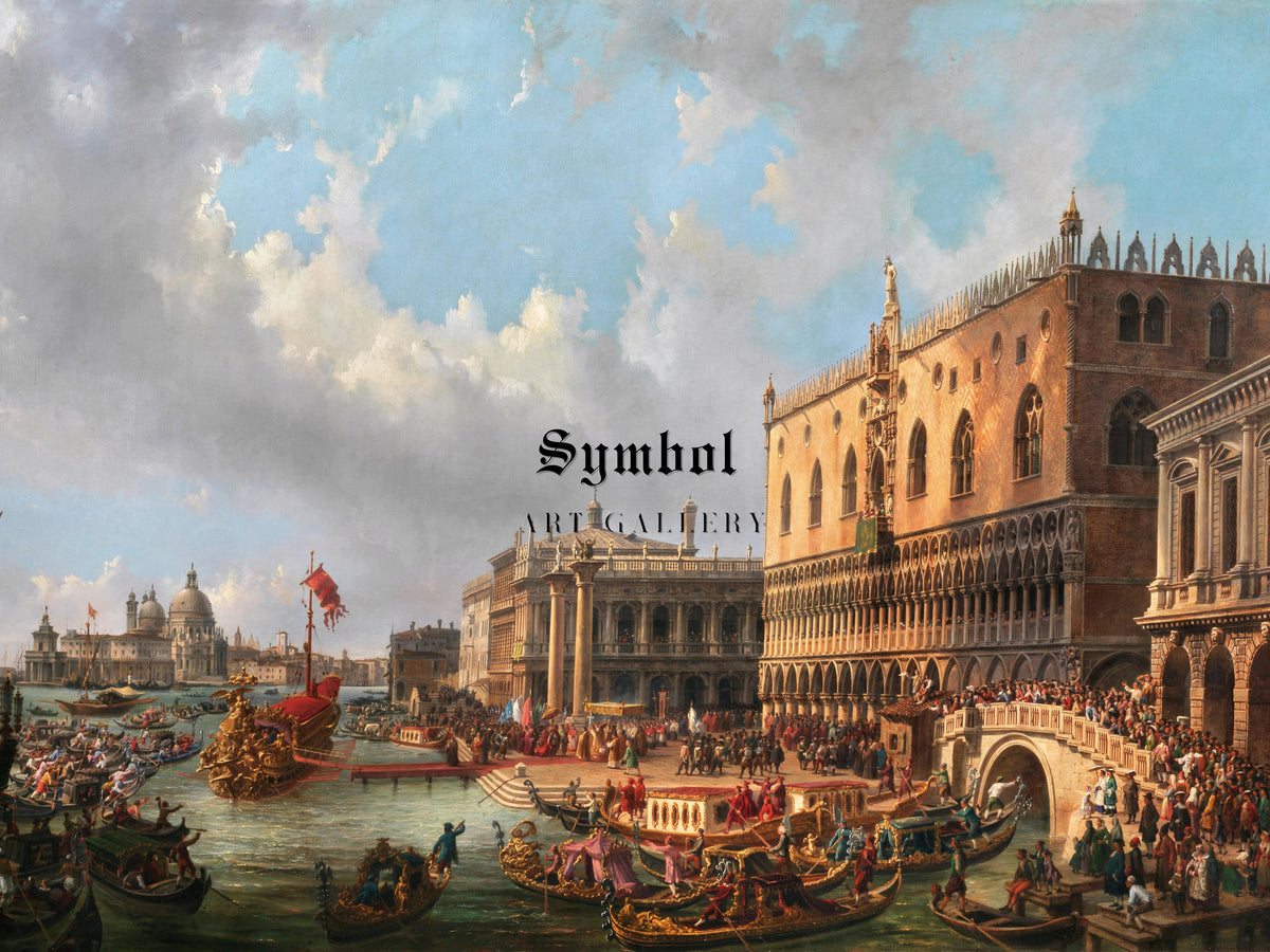The Blessed Doge Francesco Morosini Leaves Venice to Fight the Turks at the Peloponnese by Luigi Querena 1865, Wall Art Print
